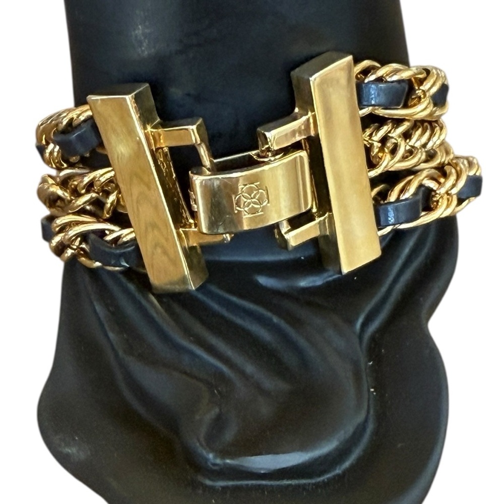 ANN TAYLOR Gold-Tone and Black Chain Bracelet